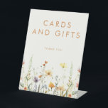 Rustic Wildflower Bridal Shower Cards and Gifts Pedestal Sign<br><div class="desc">This design combines elegance and whimsy,  pairing minimal modern text with a row of delicate watercolor wildflowers perfect for boho-inspired bridal and baby showers.</div>