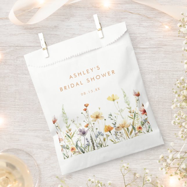 Rustic Wildflower Bridal Shower Favor Bag (Clipped)