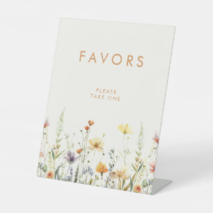 Rustic Wildflower Bridal Shower Favors Pedestal Sign