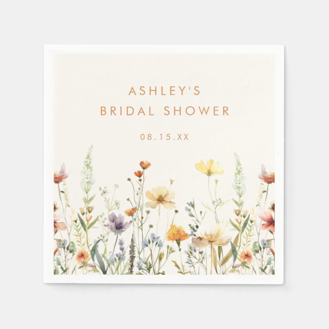 Rustic Wildflower Bridal Shower Napkins (Front)