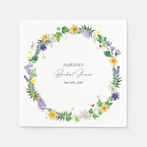 Rustic Wildflower Bridal Shower Napkins