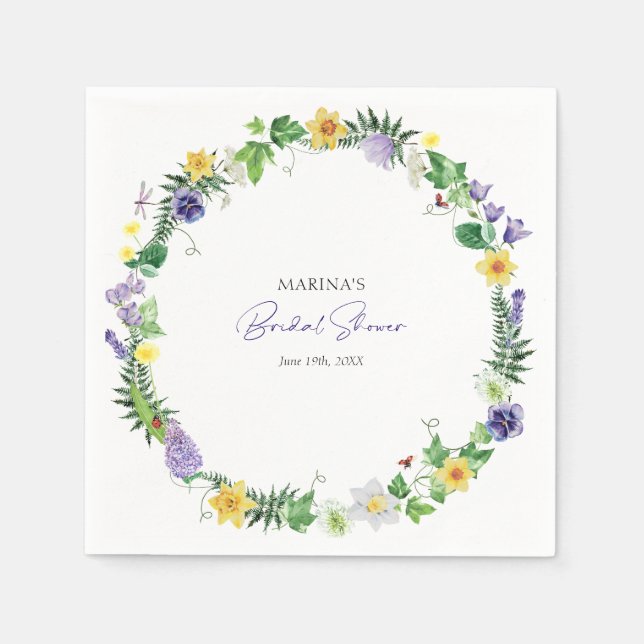 Rustic Wildflower Bridal Shower Napkins (Front)