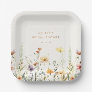 Rustic Wildflower Bridal Shower Paper Plates