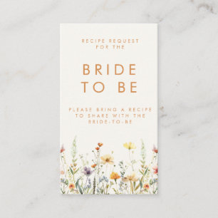 Rustic Wildflower Bridal Shower Recipe Enclosure Card