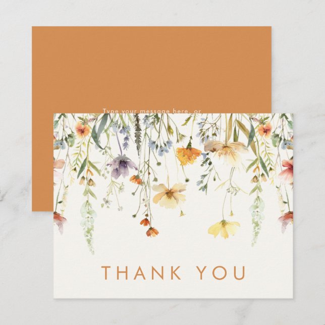 Rustic Wildflower Bridal Shower Thank You Card (Front/Back)