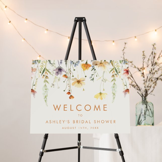 Rustic Wildflower Bridal Shower Welcome Foam Board (In Situ (Stand))