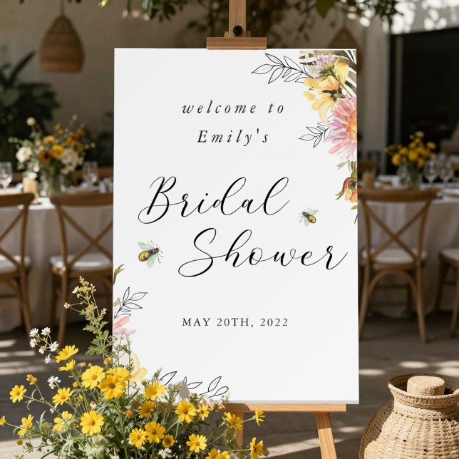 Rustic Wildflower Bridal Shower Welcome Foam Board (Creator Uploaded)