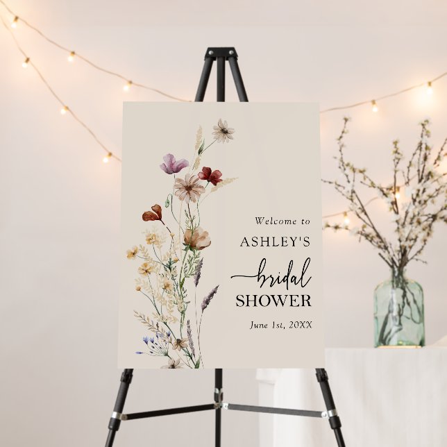 Rustic Wildflower Bridal Shower Welcome Foam Board (In Situ (Stand))