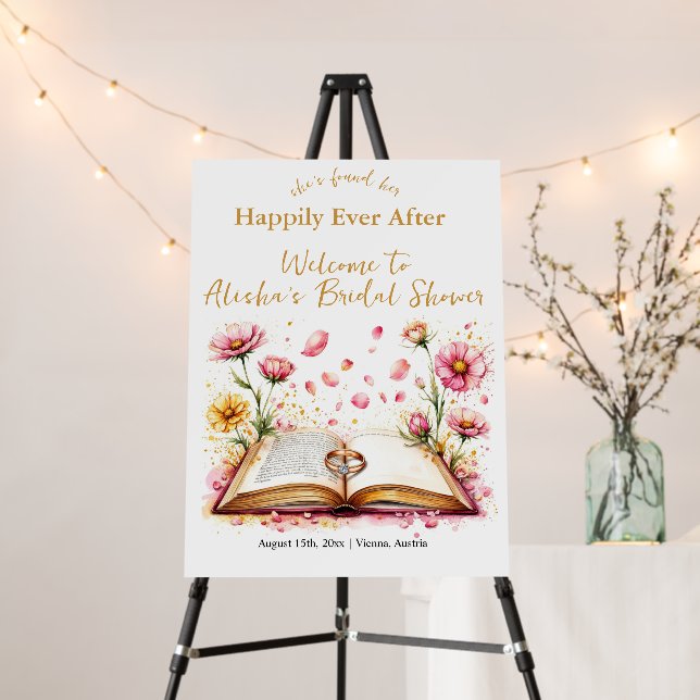 Rustic Wildflower Bridal Shower Welcome Sign (In Situ (Stand))