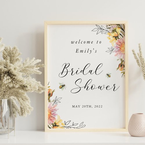 Rustic Wildflower Bridal Shower Welcome Sign