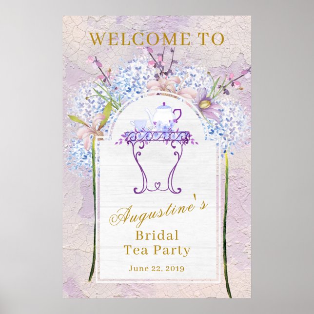 Rustic Wildflower Bridal Tea Welcome Poster (Front)