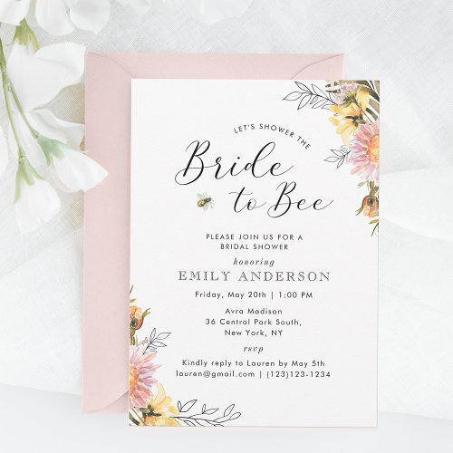 Rustic Wildflower Bride to Bee Bridal Shower Invitation