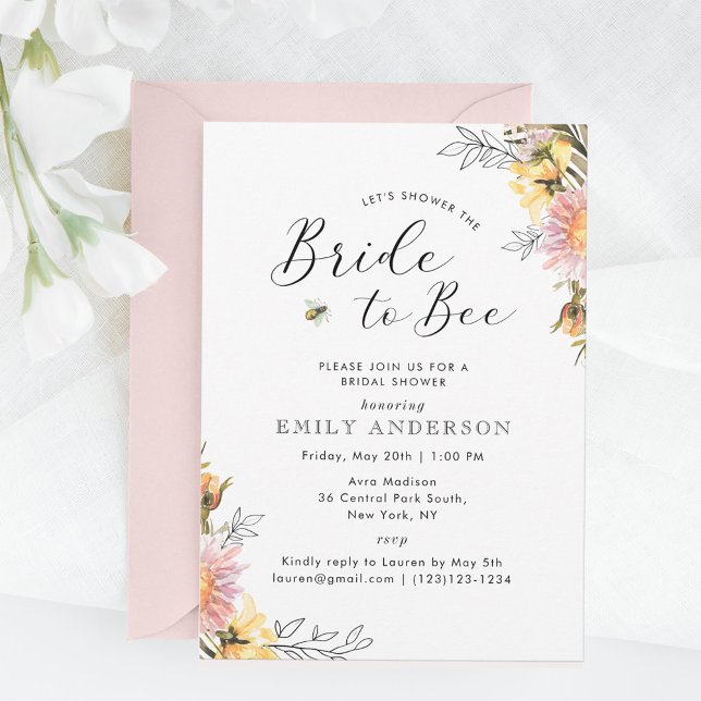 Rustic Wildflower Bride to Bee Bridal Shower Invitation (Creator Uploaded)