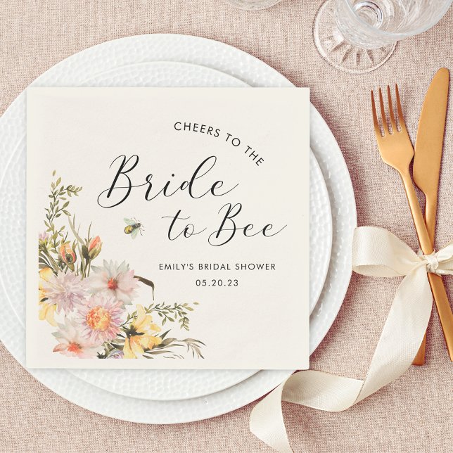 Rustic Wildflower Bride to Bee Bridal Shower Napkins (Creator Uploaded)