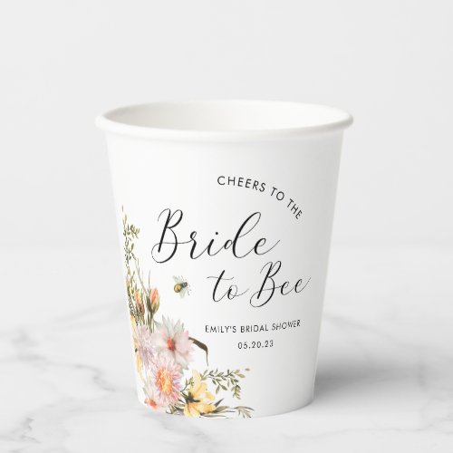 Rustic Wildflower Bride to Bee Bridal Shower Paper Cups