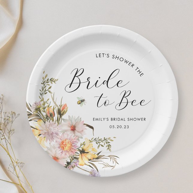 Rustic Wildflower Bride to Bee Bridal Shower Paper Plates (Creator Uploaded)