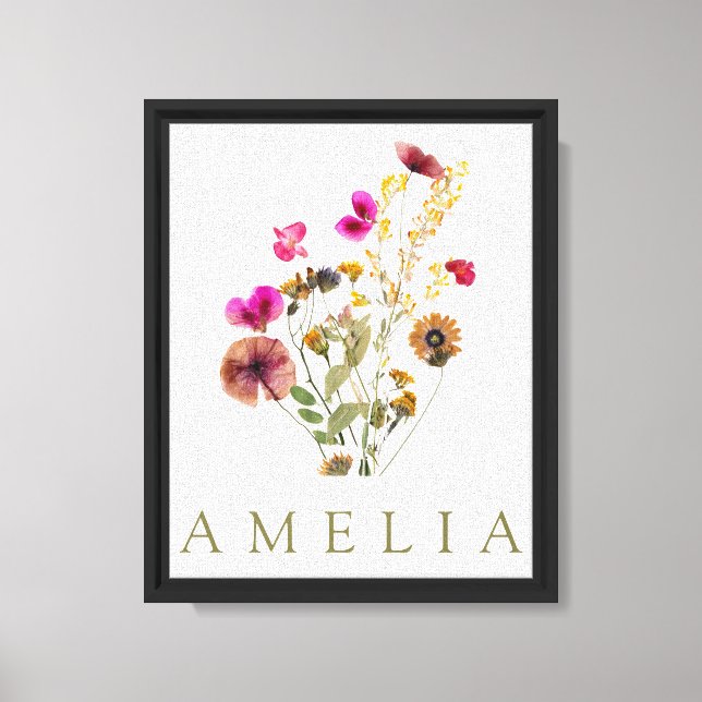Rustic Wildflower Bridesmaid Name  Canvas Print (Front)