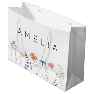 Rustic Wildflower Bridesmaid Name Large Gift Bag