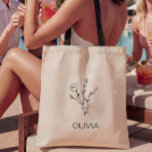 Rustic Wildflower Bridesmaid Name Tote Bag<br><div class="desc">This lovely rustic style bridesmaid tote bag with sketched floral wildflower bouquet and the bridesmaid's name will be great for thank you gifts or favors from the bride and for bachelorette weekend.</div>