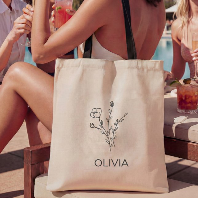 Rustic Wildflower Bridesmaid Name Tote Bag (Creator Uploaded)