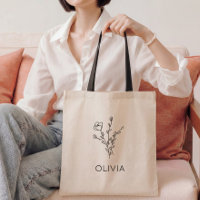 Rustic Wildflower Bridesmaid Name Tote Bag