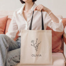 Rustic Wildflower Bridesmaid Name Tote Bag