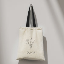 Rustic Wildflower Bridesmaid Name Tote Bag