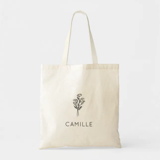 Rustic Wildflower Bridesmaid Name Tote Bag | Zazzle