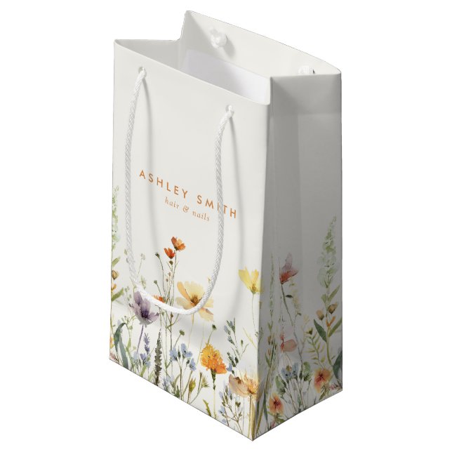 Rustic Wildflower Business Small Gift Bag (Front Angled)