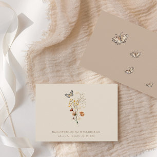 Rustic Wildflower Butterfly Wedding Thank You Card