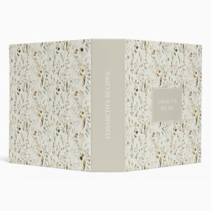 Rustic Wildflower Cottagecore Recipes 3 Ring Binder