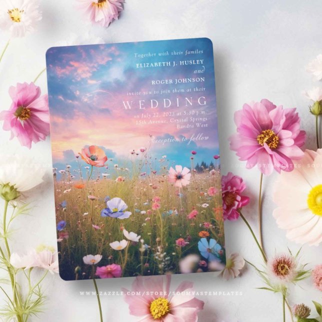Rustic Wildflower Country Field Wedding Invitation (Creator Uploaded)