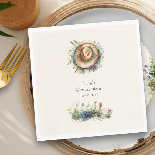 Rustic Wildflower Cowgirl Hat Floral Quinceanera Napkins