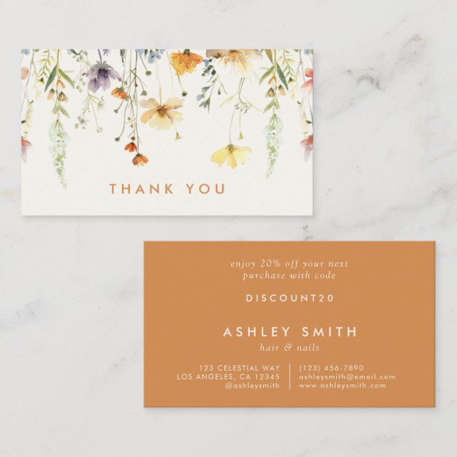 Rustic Wildflower Discount Card (Front/Back)