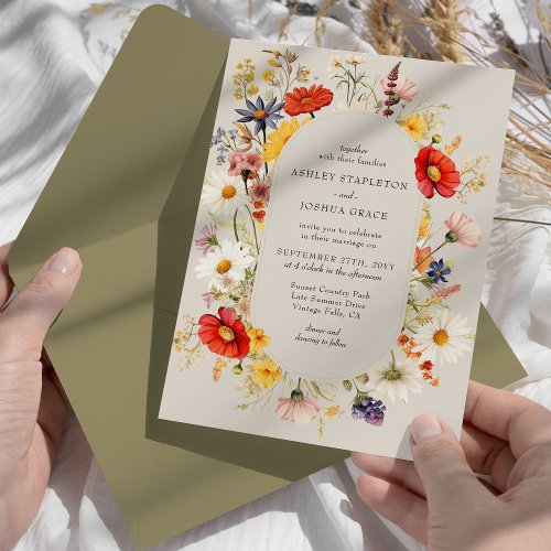 Rustic Wildflower Elegant  Floral Wedding Invitation