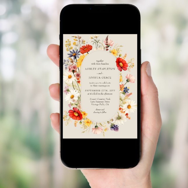 Rustic Wildflower Elegant  Floral Wedding Invitation (Front Digital)