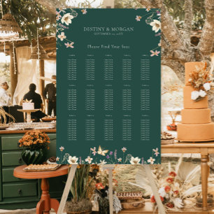 Rustic Wildflower Emerald Green Seating Chart Foam Board