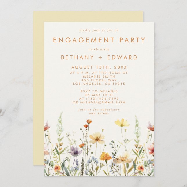 Rustic Wildflower Engagement Party Invitation (Front/Back)