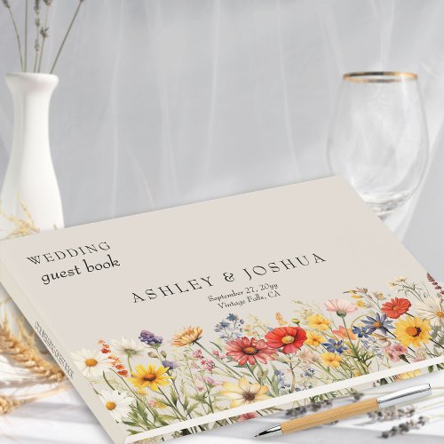 Rustic Wildflower Fall and Summer Floral Wedding Guest Book