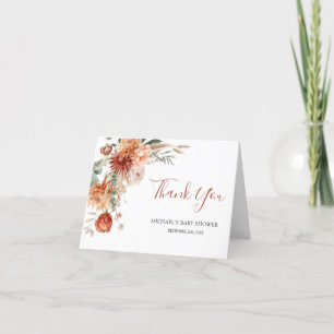 Rustic Wildflower Fall in Love Baby Shower Folded Letterpress Thank You Card