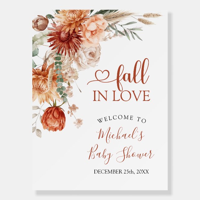 Rustic Wildflower Fall in Love Baby Shower Welcome Foam Board (Front)