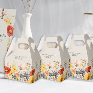 Rustic Wildflower Floral Border Wedding Favor Boxes
