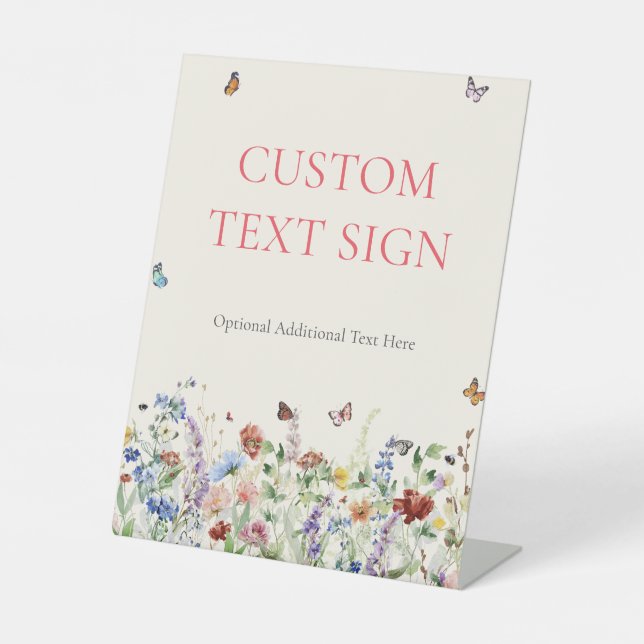 Rustic Wildflower Floral Wedding Pedestal Sign (Front)