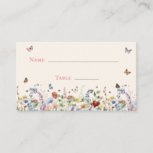 Rustic Wildflower Floral Wedding Place Card