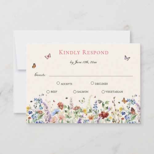 Rustic Wildflower Floral Wedding RSVP Card