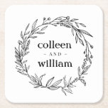 Rustic Wildflower Folk Wedding Square Paper Coaster<br><div class="desc">Rustic Wildflower Folk Wedding Square Paper Coaster - a sweet decor,   perfect for garden,  farm,  barn or handcrafted weddings.</div>