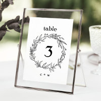 Rustic Wildflower Folk Wreath Wedding Table Number