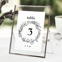 Rustic Wildflower Folk Wreath Wedding Table Number