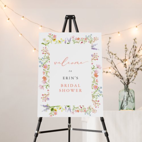 Rustic Wildflower Frame Bridal Shower Welcome Foam Board