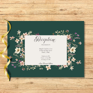 Rustic Wildflower Frame Emerald Green Reception Enclosure Card
